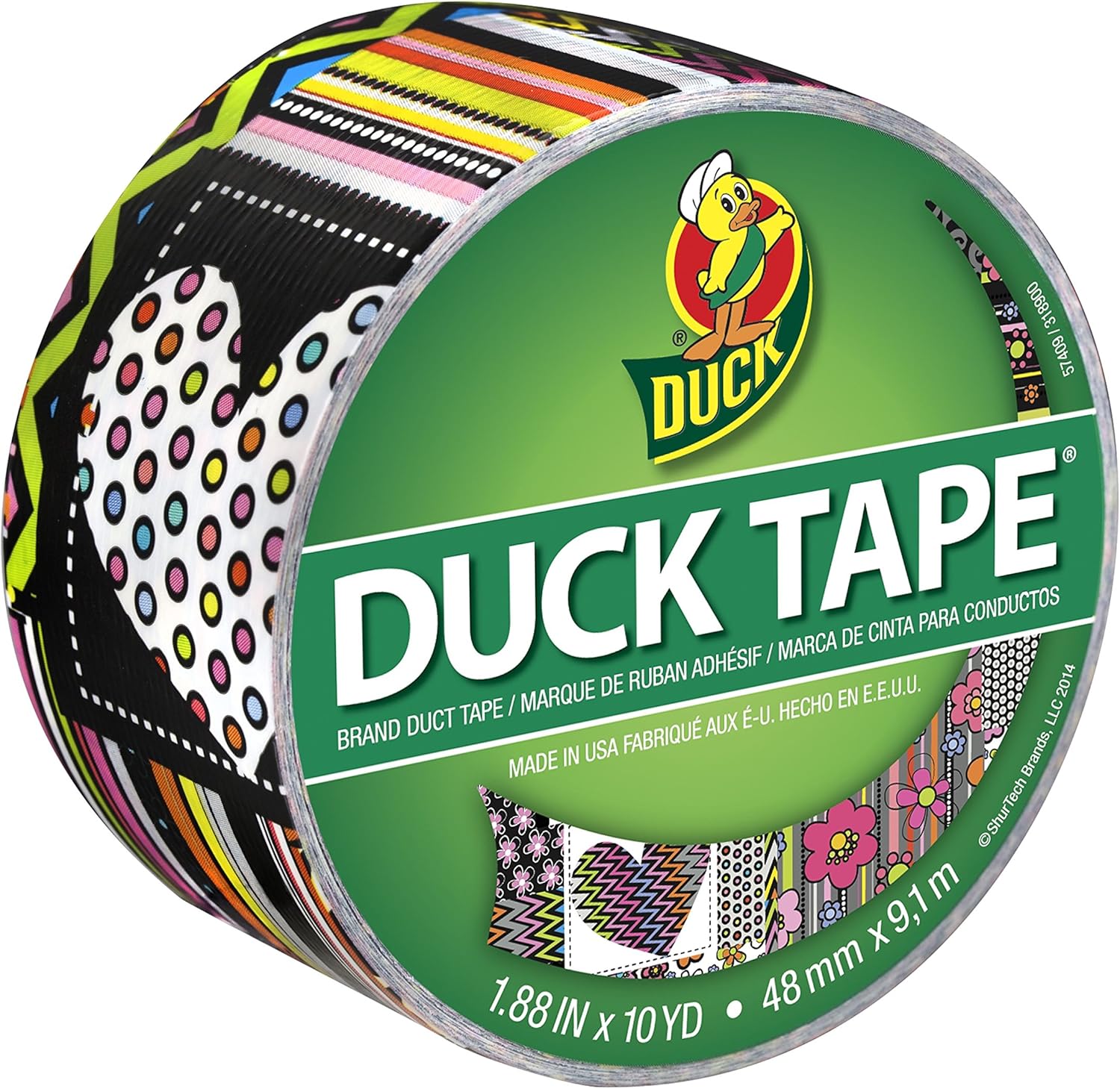 Duck Brand 283259 Printed Duct Tape, Mash Up, 1.88 Inches x 10 Yards, Single Roll