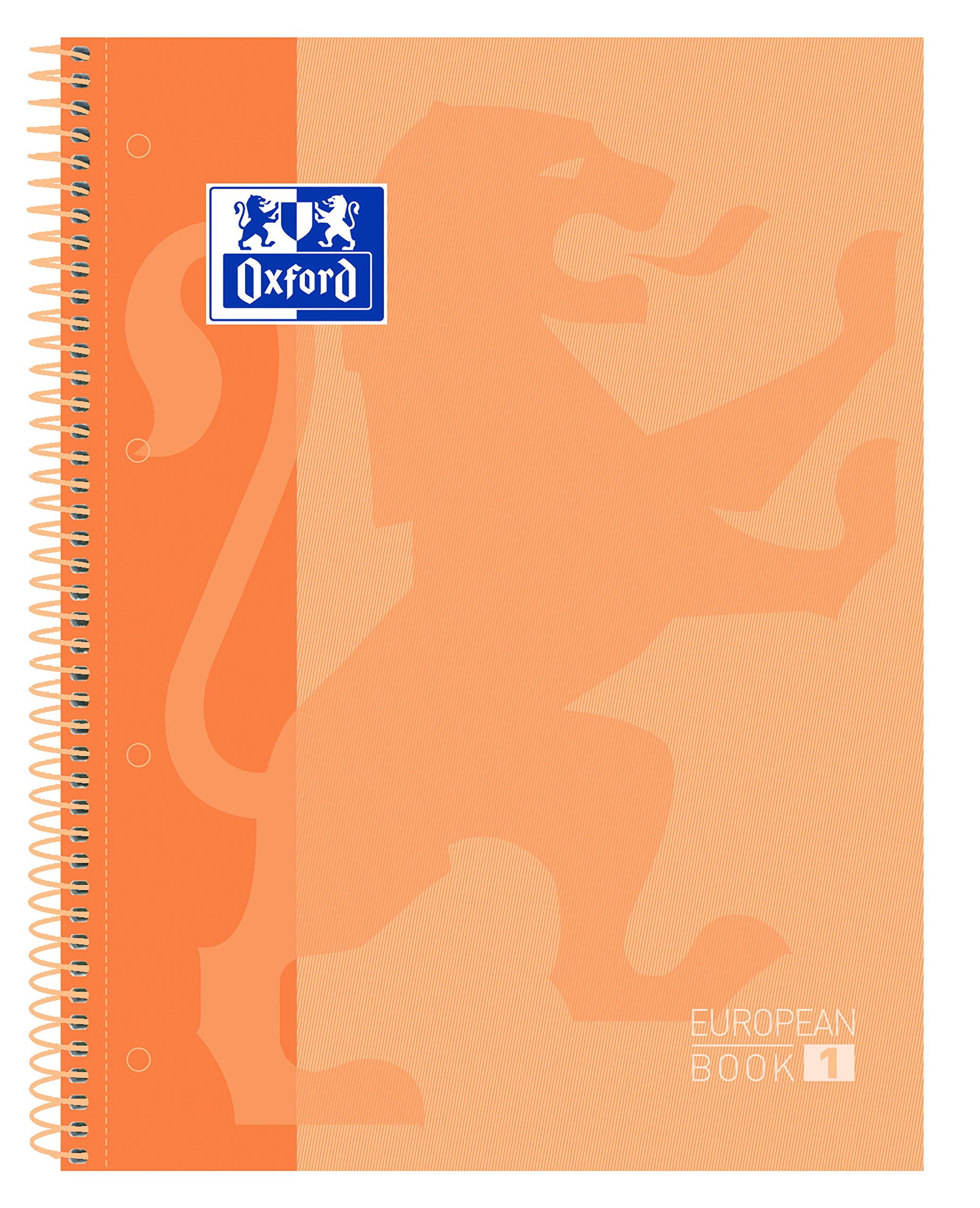 Oxford Europeanbook 1 Micro Perforated Extra Hard Cover Spiral A4+ 5x5 Squared Peach