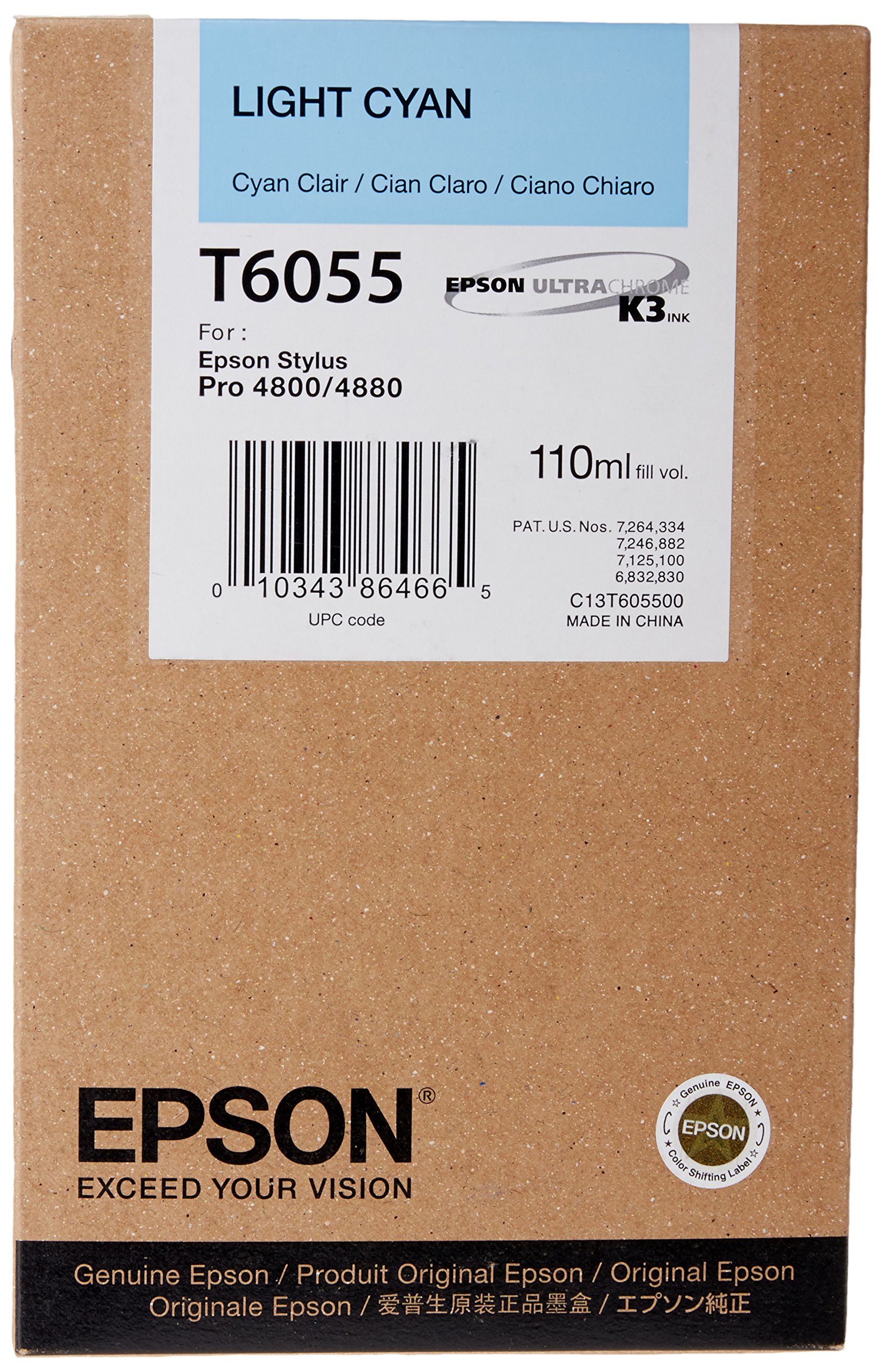 Epson C13T605500 Ink Cartridge for Pro 4800 Stylus, Light Cyan, Genuine