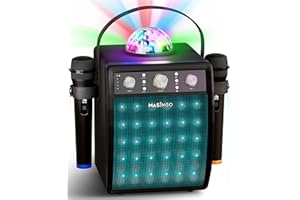 MASINGO Karaoke Machine for Adults & Kids with 2 Wireless Microphones - Portable Singing PA Speaker System Set w/Two Bluetoot