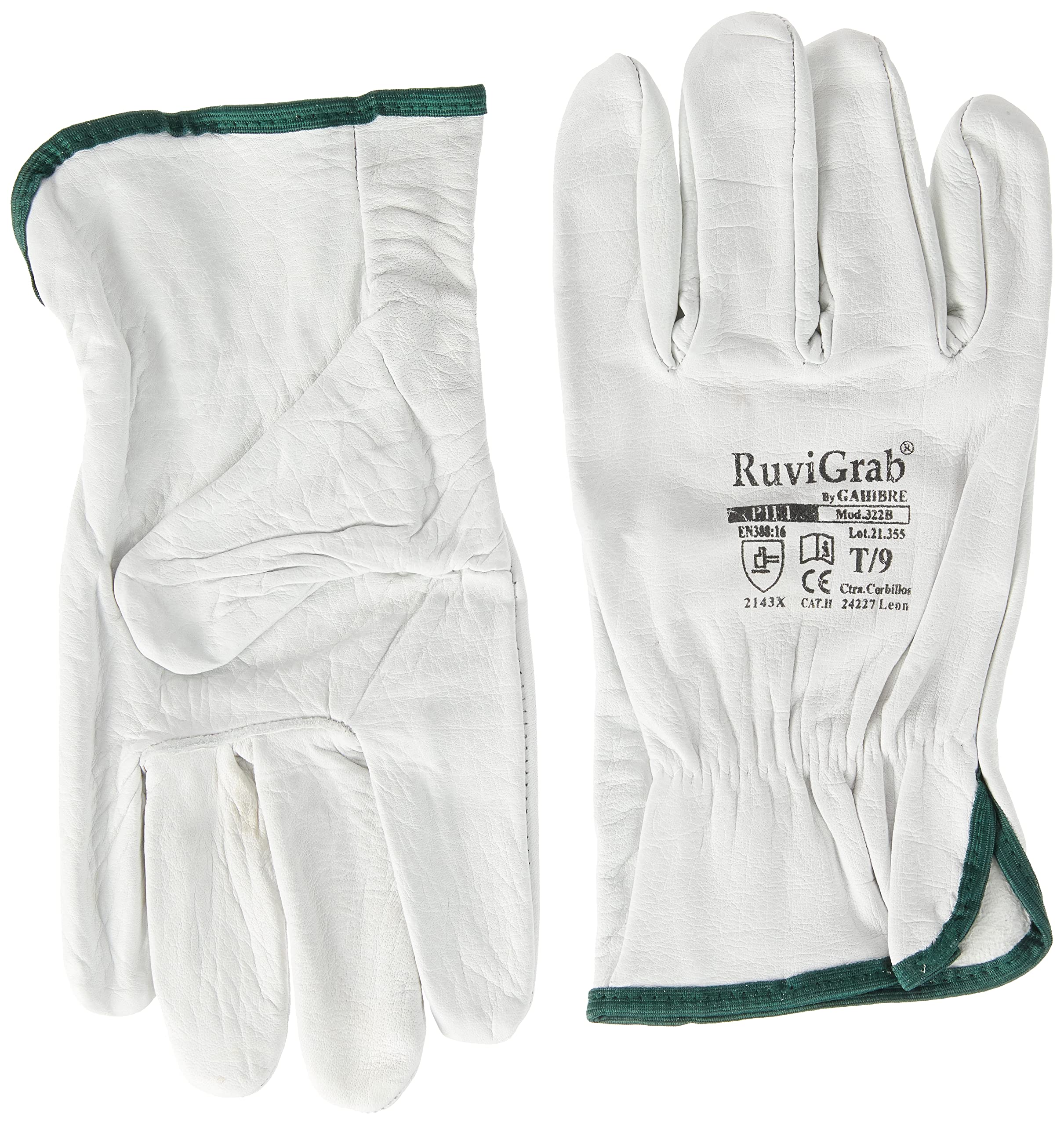 Ruvigrab - Natural Flower Leather Work Gloves | Gardening Gloves | Size 9, Grey