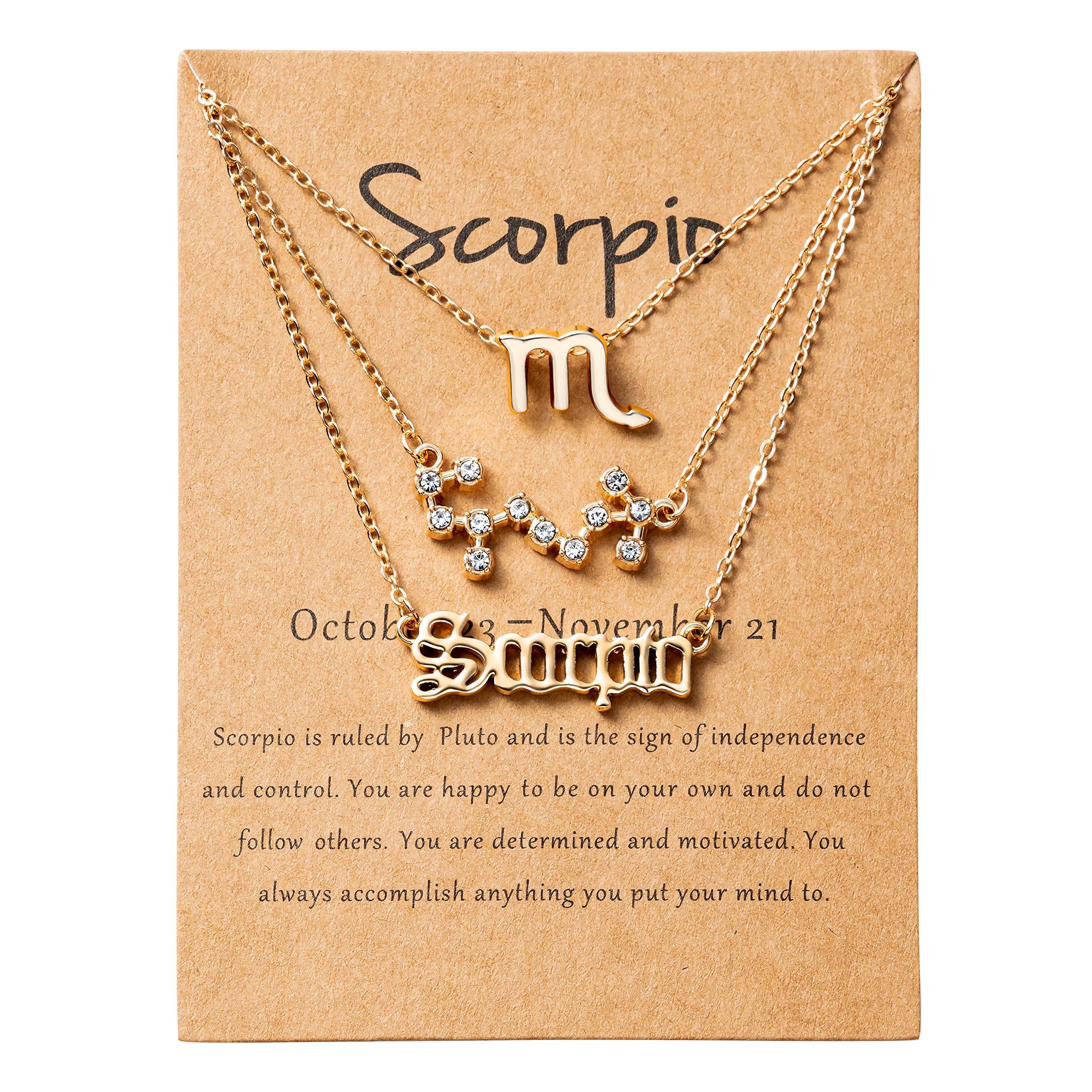 PANTIDE 3Pcs Scorpio Zodiac Layer Necklaces for