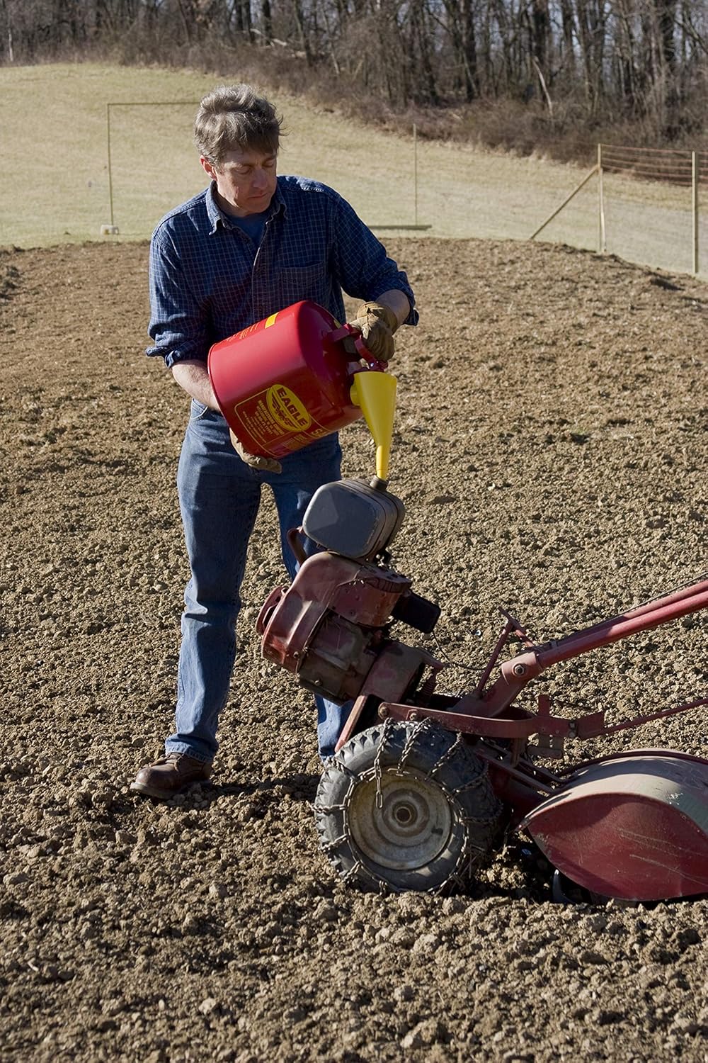 Eagle UI-50-FS Red Galvanized Steel Type I Gasoline Safety Can with Funnel, 5 gallon Capacity, 13.5" Height, 12.5" Diameter, Red/Yellow: Hazardous Storage Cans: Industrial & Scientific