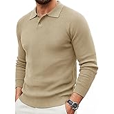 MAGNIVIT Mens Long Sleeve Knit Polo Shirts Casual Raglan Sleeve Sweater 2-Button Down Anti-Pilling Golf Shirts