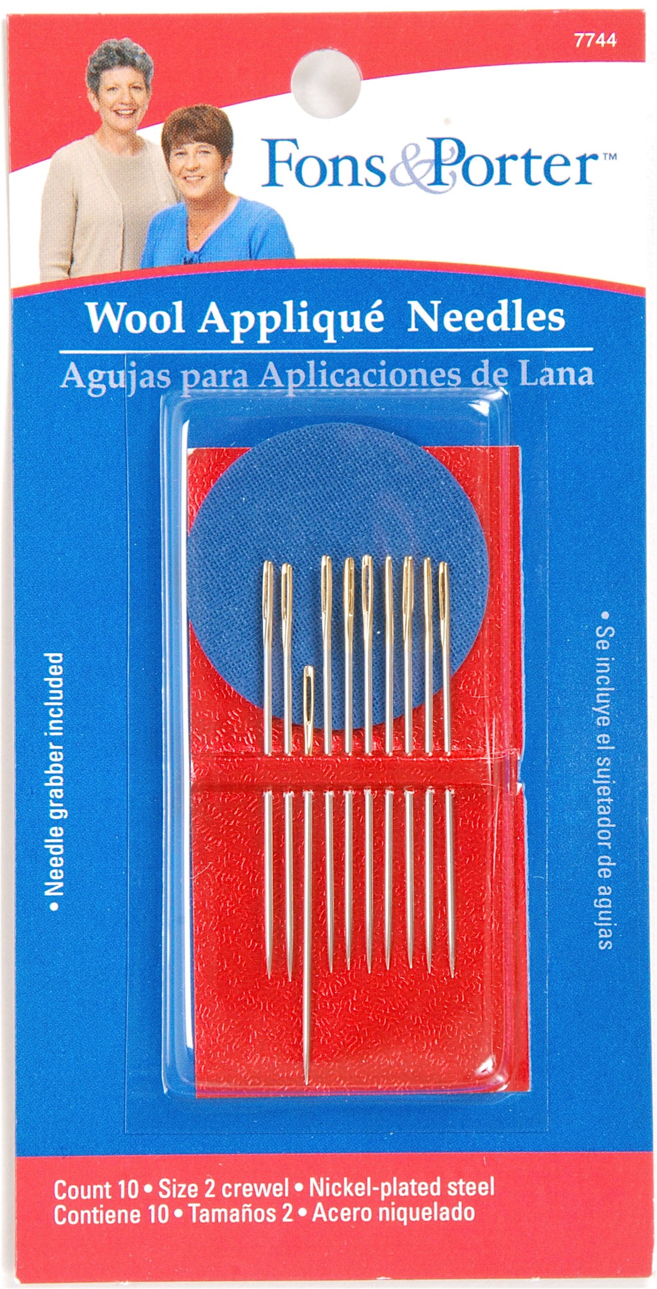 Fons & Porter 7744 Wool Applique Hand Needles, Crewel, Size 2 with