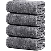 Tens Towels Pack of 4 Extra Large Bath Towels 30 x 60 Inches, 100% Cotton, Larger & Lighter Weight, Quicker to Dry, Super Soft and Absorbent, Perfect for Bathroom, Dark Grey