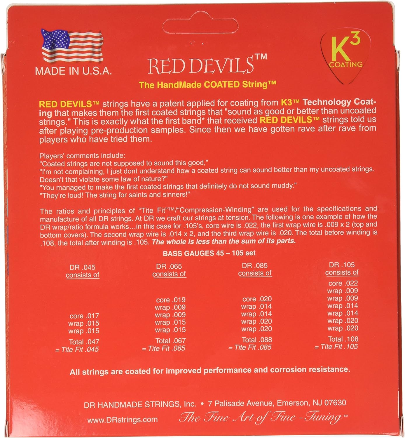 DR Strings RDB-45DR Strings Red Devils Bass Medium, Nickel - Image 3