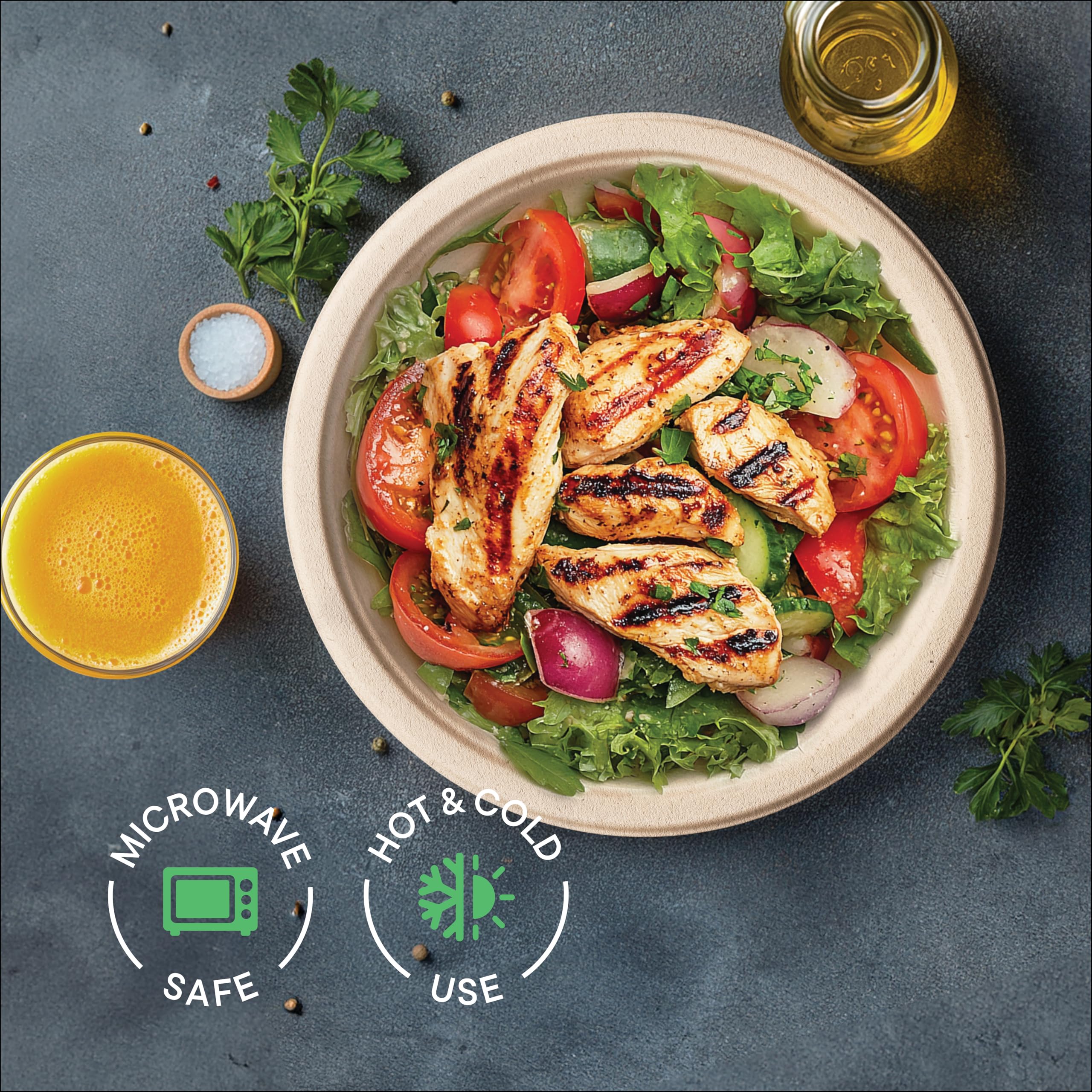 100% Compostable Paper Plates, Heavy Duty Disposable Plates [125-Pack] 9 Inch Plates - Eco-Friendly, Biodegradable Sugarcane Bagasse, Natural Unbleached Brown 9