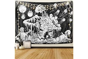 Krelymics Skull Tapestry Mystic Eye Tapestries Skeleton Tapestry Black and White Tapestry Wall Hanging for Bedroom, Living Room(51.2 x 59.1 inches)