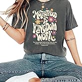 Comfort Colors® Motherhood is Kingdom Work Shirt, Christian Mom Shirt, Retro Christian Mom T Shirt