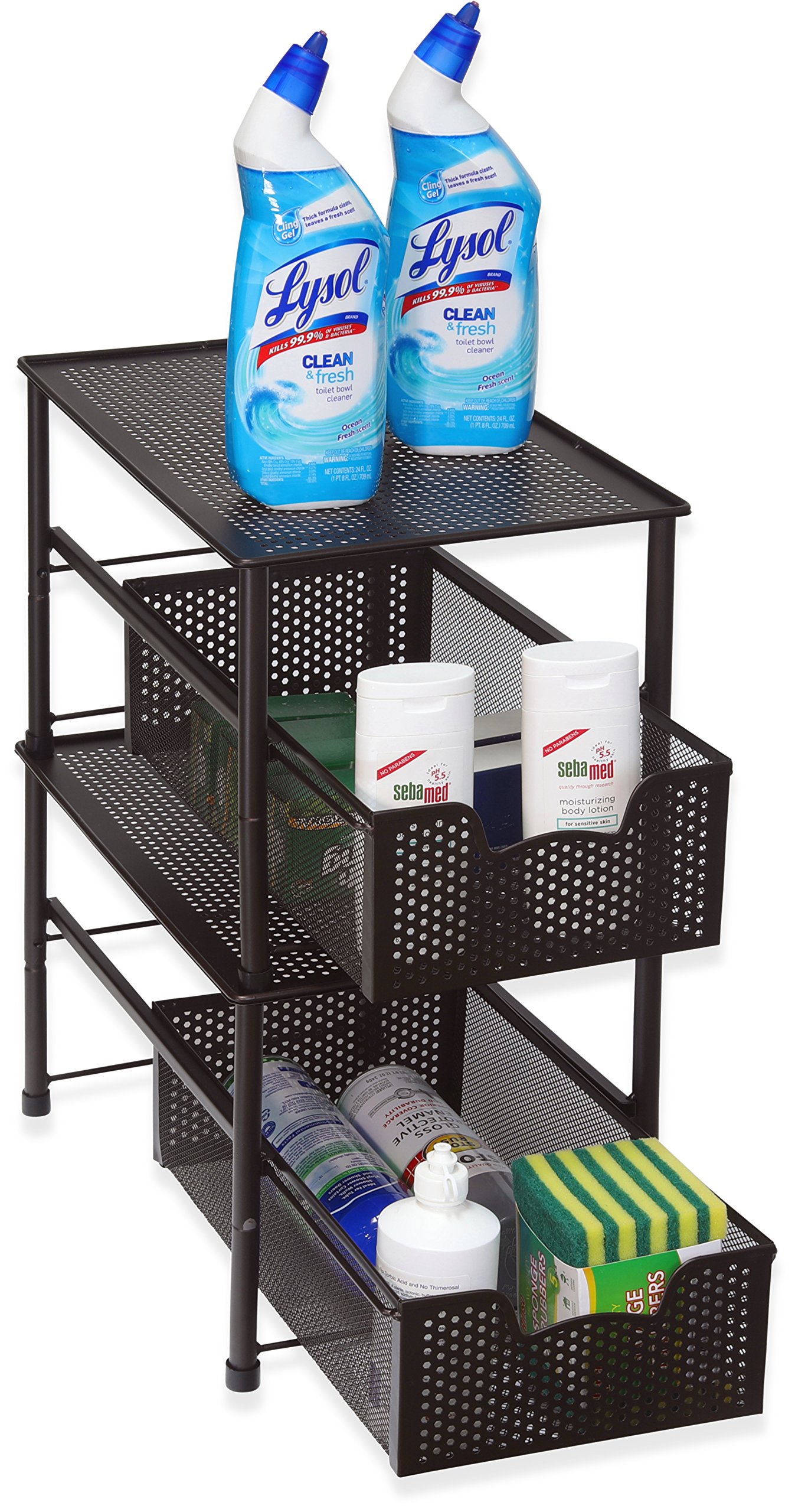 SimpleHouseware Stackable Under Sink Sliding Basket Organizer