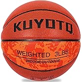 KUYOTQ 3LBS/3.3LBS/2.2LBS Weighted Heavy Training Basketball 29.5/28.5" in and Outdoor Improving Handling Dribbling Passing Rebounding Skill Composite Size 7/6 Weighted Training Basketball Equipment