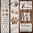 11 Pieces Dog Paw Stencils Trail of Paw Stencil Love Dog Stencils Reusable Painting Templates with Metal Open Ring for DIY Scrapbooks Painting on Wood Home Supplies