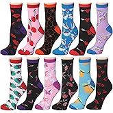 Frenchic 12/24/48 Pairs Pack Women's Colorful Patterned Cute Funny Casual Fashion Crew Socks