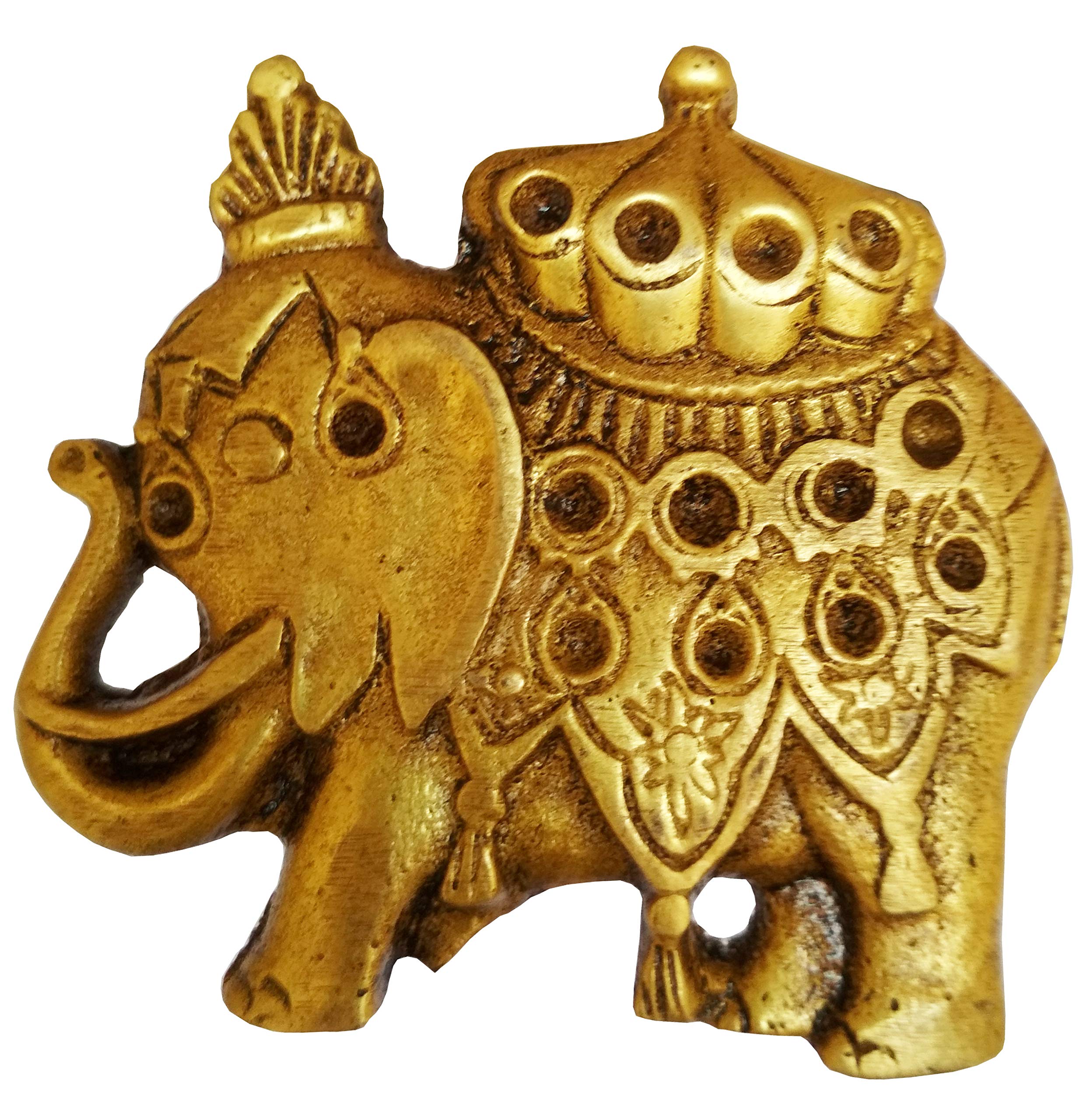 Purpledip Brass Knob 'Regal Elephant': Small Designer Pull Handle (11588)