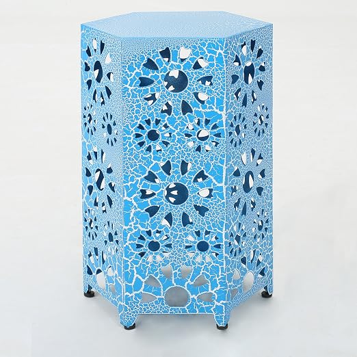 Christopher Knight Home 302938 Wanda Indoor Sunburst Iron Side Table Crackle Blue Amazon Ca Patio Lawn Garden