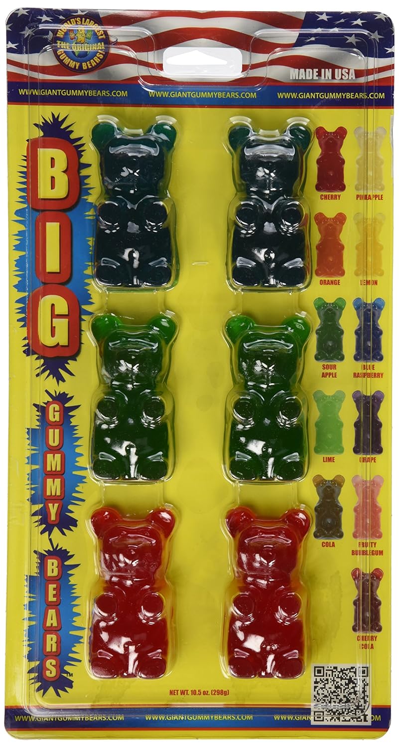 GIANT GUMMY BEAR Big Bear Six Pack Cherry/Blue Raspberry