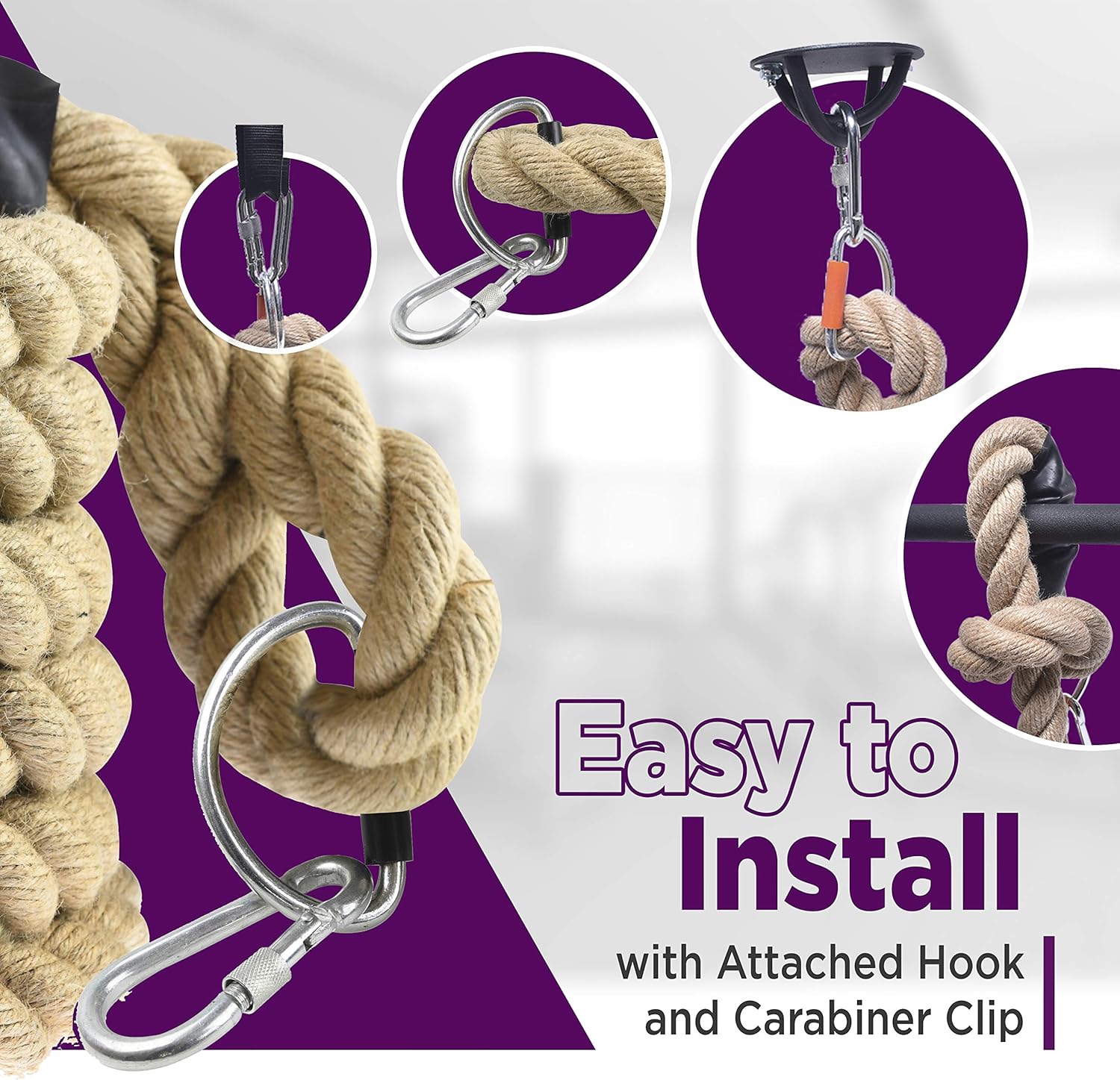 Logest Climbing Rope - Indoor and Outdoor Workout Rope Perfect for Homes Gym Obstacle Courses Crossfit Rope for Strength and Fitness Training 1.5” Diameter 6 Lengths Available: 10 15 20 25 30 50 Feet : Sports & Outdoors