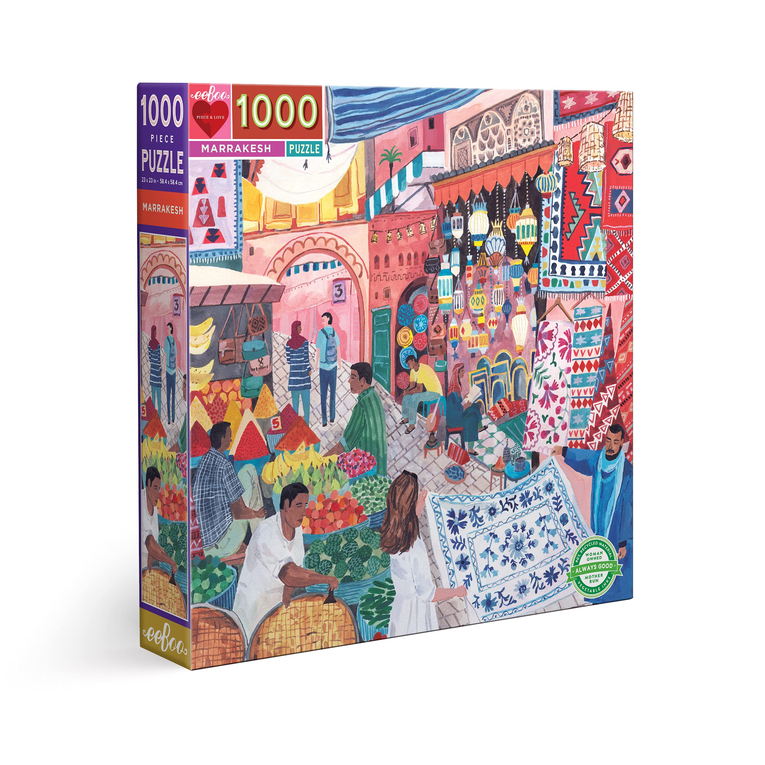 eeBoo PZTMRH Jigsaw 1000 Piece Recycled Cardboard Adults, Marrakesh City Puzzle, Multicolored — image 1