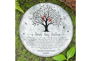 VINARTSVN 8'' Memorial Garden Stone with Acrylic Stand & Sunflower Sympathy Card, Bereavement Gift for Loss of Loved One Outside, Weatherproof Grave Markers for Cemetery, Cardinal A Limb Has Fallen Plaque HS8-8