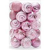 VAINECHAY Christmas Tree Ornaments Pink: Christmas Decorations Shatterproof Xmas Balls Ornament Decor, 60mm / 2.36 inches, Set of 34pcs