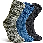 AMENLAN Merino Wool Boot Socks Thermal Winter Ski Thick Warm Hiking Socks for Women Men 3 Pairs