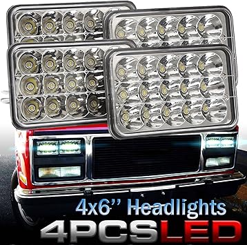 Amazon Com Bright White 4x6 Inch Led Headlights For Isuzu Npr Nqr Npr Hd H4651 H4652 H4656 H4666 H4668 H6545 Sealed Beam Rectangular Headlamps Conversion Kit 2018 Newest Design Automotive