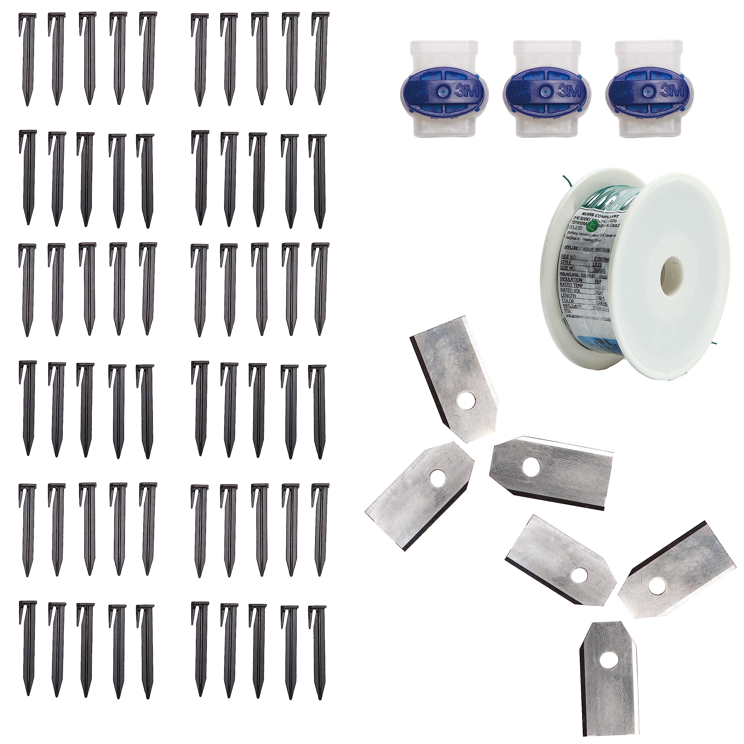 Yard Force AR SE01 Accessory Set for Robotic Lawnmower with 50 m Boundary Cable, 60 Sets of Boundary Pins, 3 Boundary Cable Connectors and 6 Cutting Blades
