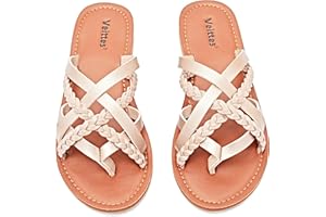 Veittes Women's Flat Sandals - Casual Cute Criss Cross Strappy Flat Summer Shoes.