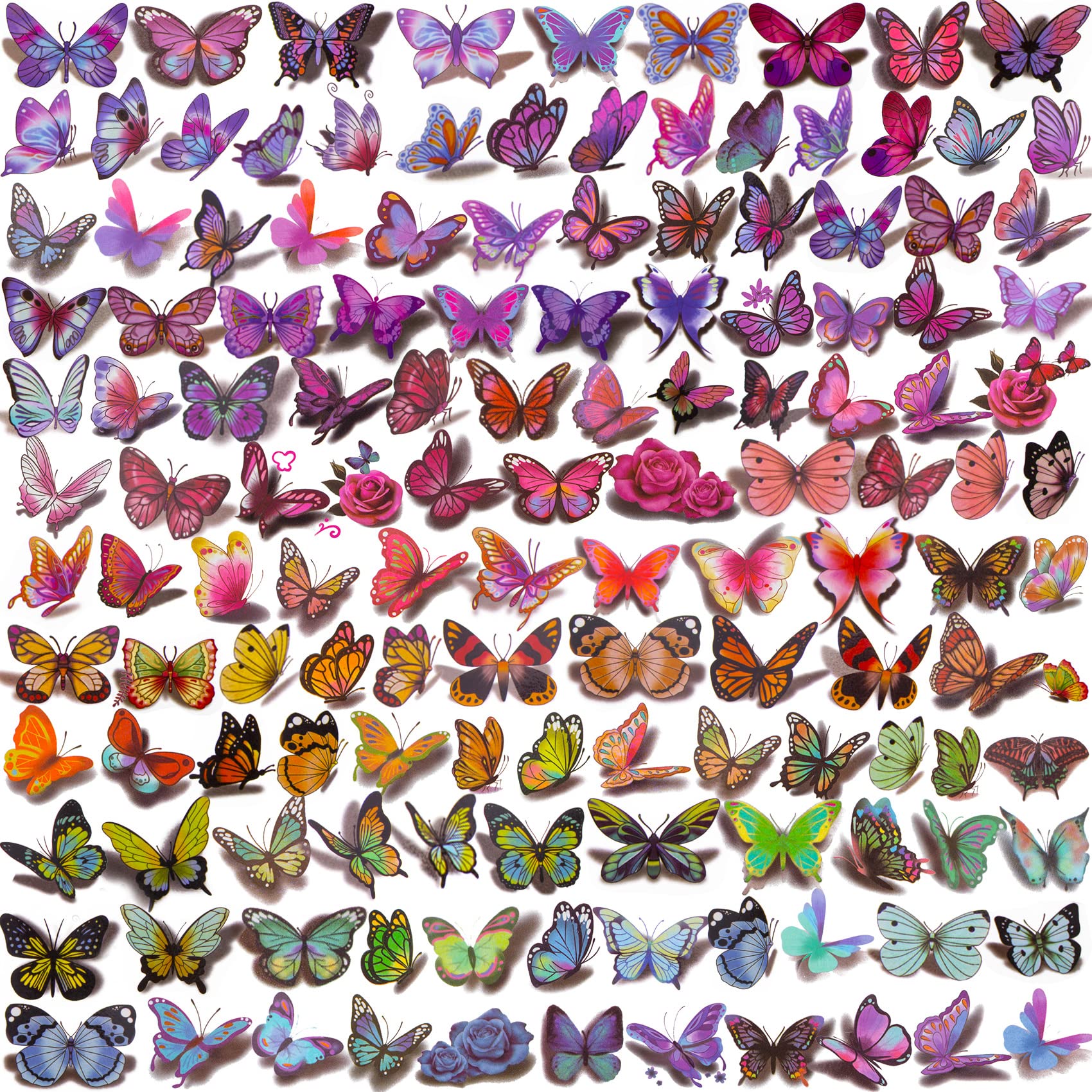 PAGOW 60 sheets Butterfly Tattoos Self-adhesive for