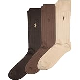 Polo Ralph Lauren Men's Super Soft Ribbed Dress Crew Socks (3-Pack) | Authentic Polo Ralph Lauren, Lightweight Comfort, Microfiber Knit, Reinforced Heel-Toe, Gift for Any Occasion