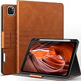 auaua Case for iPad Pro 12.9 6th/5th/4th/3rd Generation 2022/2021/2020/2018, Slim Durable Leather Stand Cover with Pencil Holder, Auto Sleep/Wake (Brown)