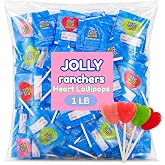 Jolly Ranchers Heart Lollipops - 1LB Bulk Bag (Approx 40 Count) Assorted Fruit Flavors | Lollipops Individually Wrapped for Classroom Prizes, Birthday Goodie Bags, and School Treats