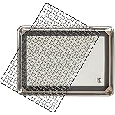 Nordic Ware Naturals Half Sheet Pan, Deluxe Silicone Liner and Cooling Rack, Cookie or Roasting Bakers Set