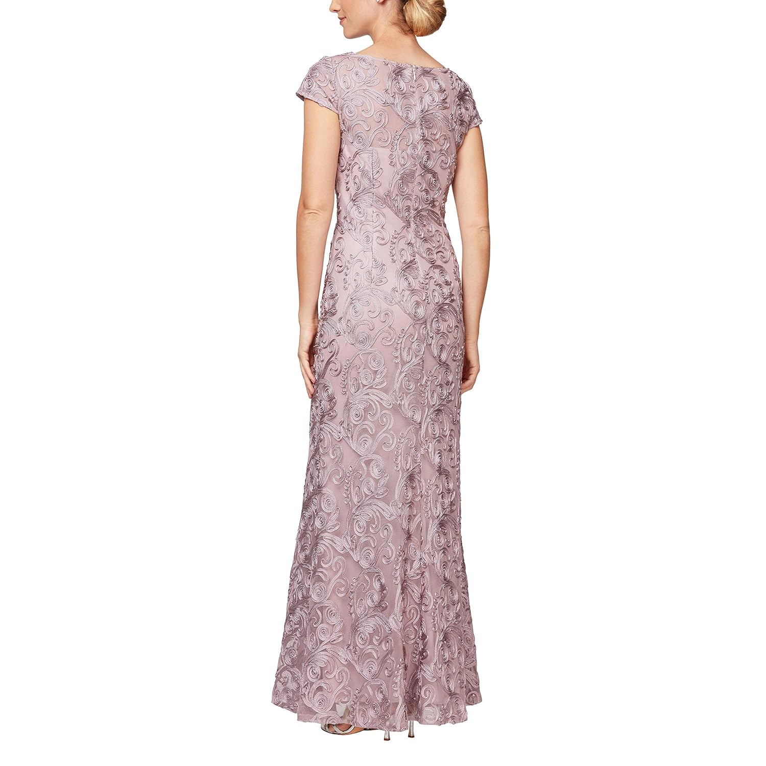 Alex Evenings Womens Long A-line Rosette Dress