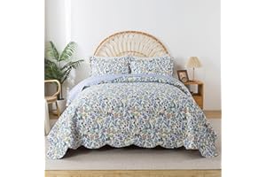 HoneiLife Quilt Sets Queen Size - Floral Quilt 3-Piece,Botanical Bedspreads Wildflower Coverlets for Queen Bed,Microfiber Bed Cover, Queen Quilt Bedding Set All Season Quilts-Variety