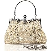 BABEYOND Evening Clutch Purses for Women - Vintage Evening Bag Accessories for Women Gatsby 1920s Beaded Sequin Pearl Clutch