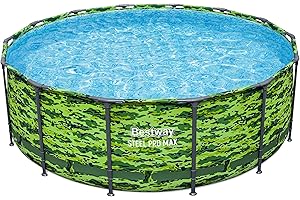 Bestway Steel Pro Max 14'x48 Camo Pool Set | Durable Construction, Easy Assembly, and All-Inclusive Accessories - Above Ground Pool Set with Filter Pump, Ladder, and Pool Cover - No Tools Required!