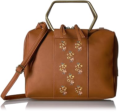 T-Shirt & Jeans Ring Satchel with Embroidered Flowers