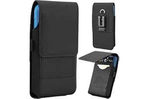 BECPLT for iPhone 16 Pro Max 15 Pro Max 14 Pro Max Black Nylon Mobile Phone Cover Case Belt Holster Pouch for Galaxy S24+ S24