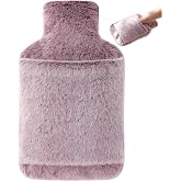 samply Hot Water Bottle with Soft Faux Fur Cover, 2L Hot Water Bag, Purple | Soft faux fur cover with hand pockets keeps both hands warm. Ideal for sofa, bed, feet, neck and shoulders