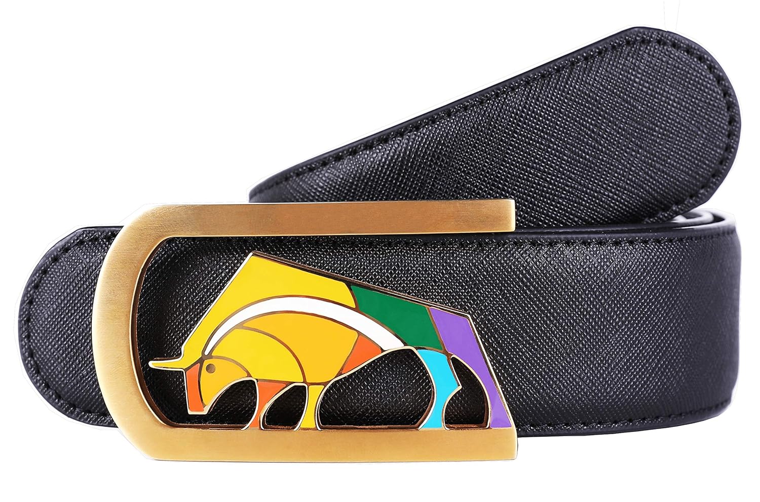 Buy Men's Luxury Colorful Bull Buckle Design Top Cowhide Belt (Bull