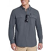 MAGCOMSEN Men's Sun Protection Fishing Shirts Long Sleeve UPF 50+ Quick Dry Cooling Button Down Shirt for Hiking Safari