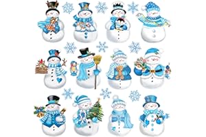 TREWAVE Winter Christmas Snowman Snowflakes Cutouts Christmas Bulletin Board Decorations Classroom Winter Holiday Cut-Outs Decor Home School Christmas Stickers for Wall Window Blackboard