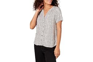 Amazon Essentials Women's Relaxed-Fit Short-Sleeve Woven Blouse