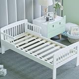 Junior Vida Scorpio Wooden Toddler Bed Frame Solid Pine White Safety Rails view 7
