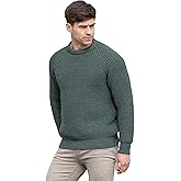 Aran Crafts Men's Fisherman Irish Rib Crew Neck Wool Sweater (100% Pure Wool)