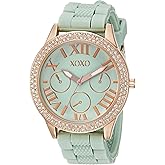 Accutime XOXO Women's XO8089 Gold-Tone Stainless Steel Watch with Mint Green Silicone Band