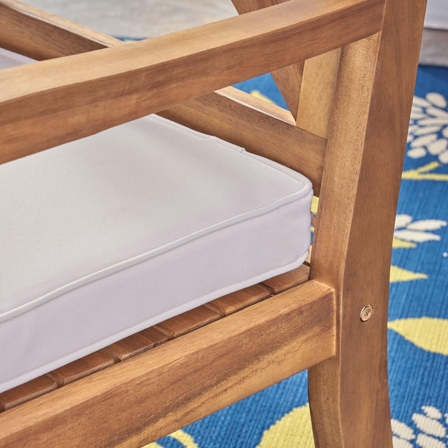 Christopher Knight Home 304680 Peter | Outdoor Acacia Wood Dining Chair Set of 2, Teak/Cream Cushion : Garden & Outdoor
