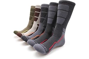 MIRMARU Men's 5 Pairs Hiking Outdoor Trail Running Trekking Moisture Wicking Cushion Crew Socks